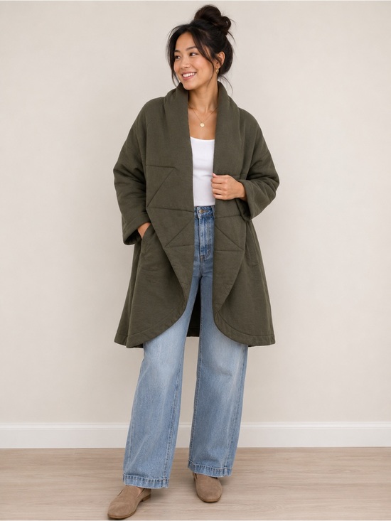 Young Fabulous & Broke Jackets & Blazers - Young Fabulous & Broke Olive Quilted Shawl Collar Cardigan Coat M/L